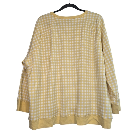 Draper James yellow white Natalie sweatshirt Gingham print Casual Lounge - Picture 4 of 10